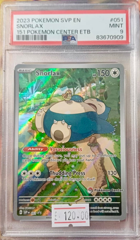 SNORLAX 151 POKEMON CENTER PROMO - PSA 9