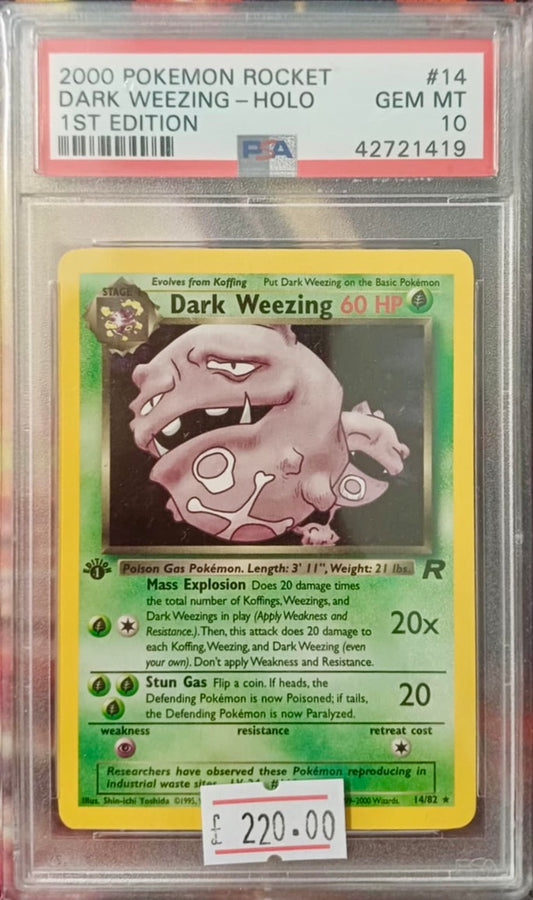 DARK WEEZING HOLO #14 1ST EDITION TEAM ROCKET - PSA 10