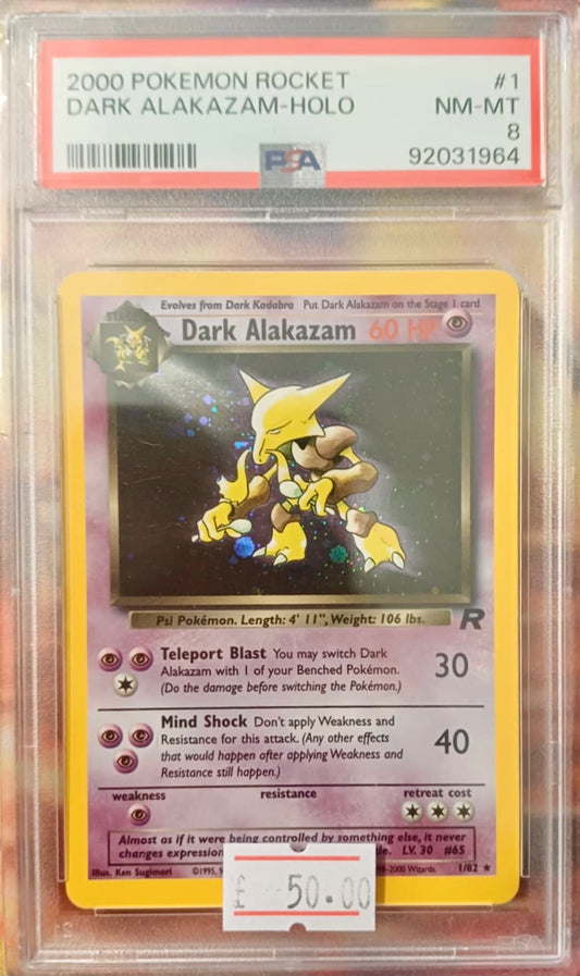 DARK ALAKAZAM #1 TEAM ROCKET - PSA 8